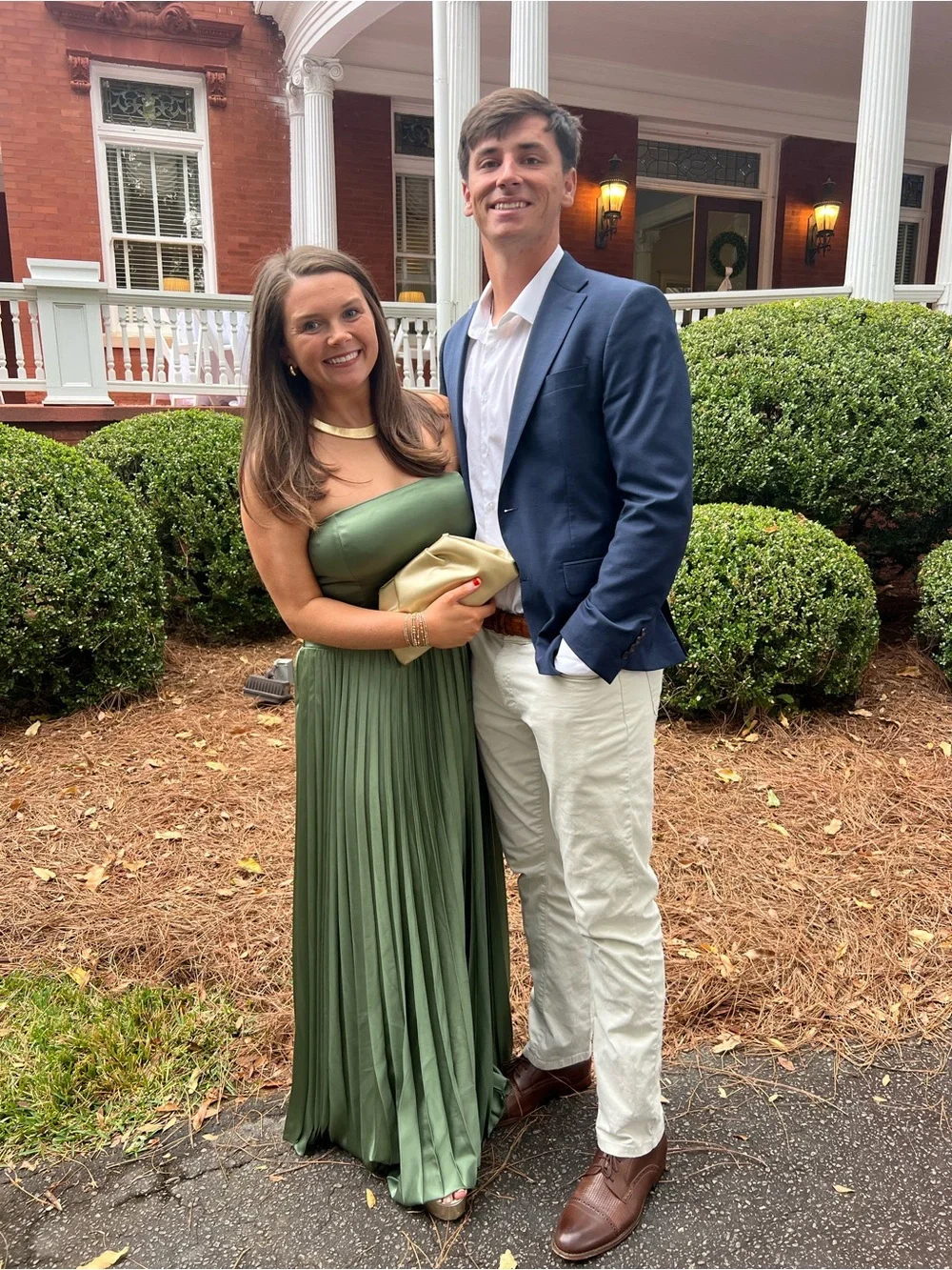 Abercrombie & Fitch Strapless Pleated Maxi Dress in Sage